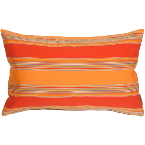 Sunbrella Outdoor Pillow Bravada Salsa 12x19 Red Orange Stripes Rectangular Image 1