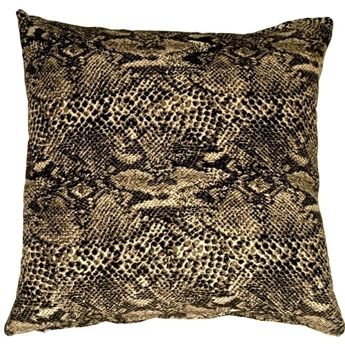 Pillow Decor Snake Print Cotton 22x22 Large Throw Pillow Black Khaki Off-White Image 1