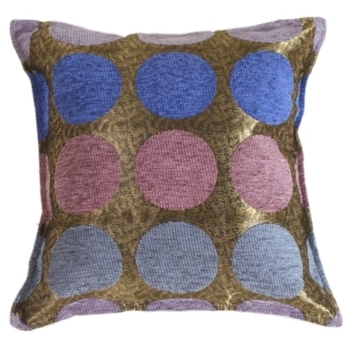 Pillow Decor Multicolor Spheres Blue Chenille Pillow 17x17 Poly Insert Included Image 1