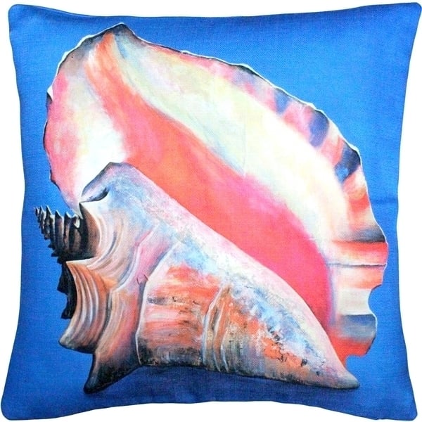 Pillow Decor Captiva Conch Throw Pillow 20x20 Blue Poly Linen Tracy Upton Design Image 1