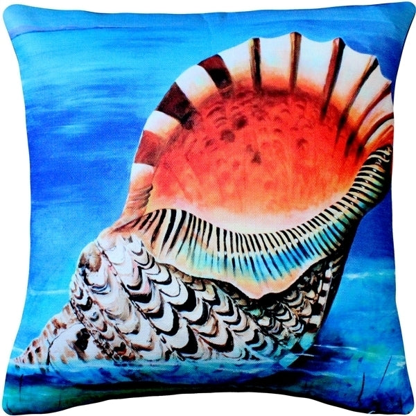 Pillow Decor Maui Triton Throw Pillow 20x20 Tropical Blue Shell Design Poly Linen Image 1