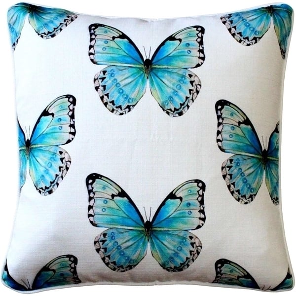 Pillow Decor Costa Rica Robins Egg Butterfly 20x20 Throw Pillow Poly Linen Image 1