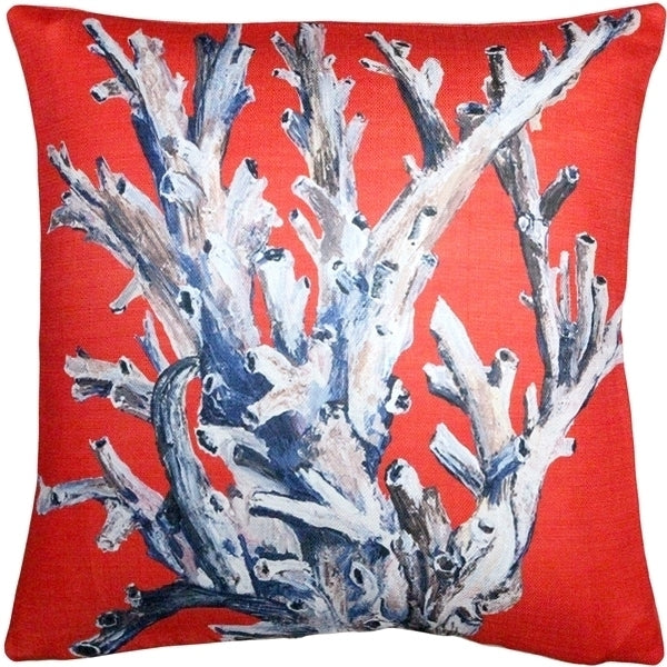 Pillow Decor - Ocean Reef Coral on Red Throw Pillow 20x20 Image 1