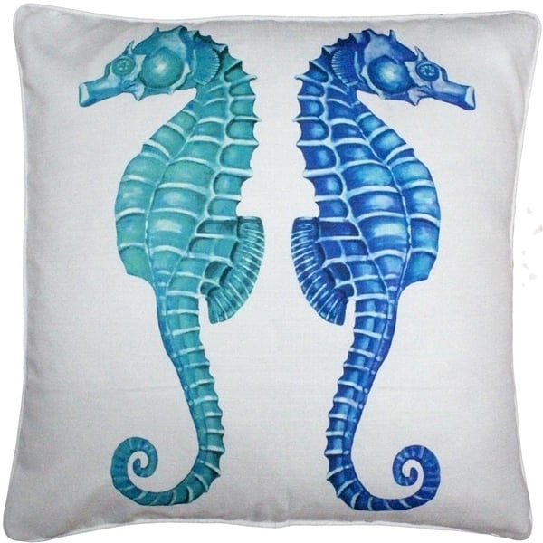 Pillow Decor Capri Seahorse Throw Pillow 26x26 Teal Turquoise Nautical Design Image 1