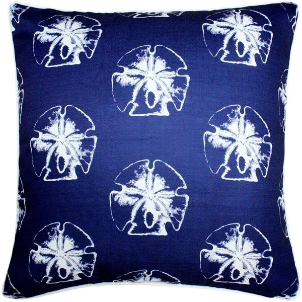 Pillow Decor Hilton Head Sand Dollar Large 20x20 Blue Throw Pillow Poly Linen Image 1