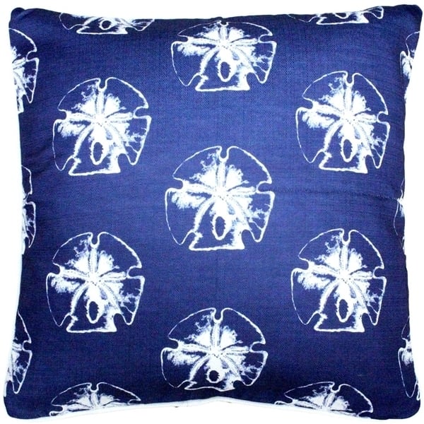 Pillow Decor Hilton Head Sand Dollar Large Pillow 26x26 Cobalt Blue Poly Linen Image 1