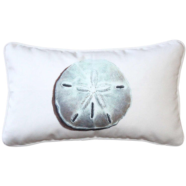 Pillow Decor - Ponte Vedra Sand Dollar on White Throw Pillow 12x20 Image 1