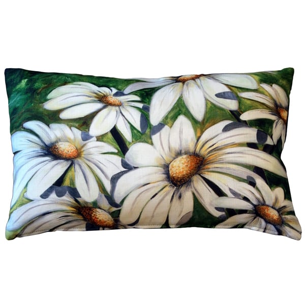 Pillow Decor Daisy Patch 12x20 Outdoor Throw Pillow Green Polyester Fabric Image 1