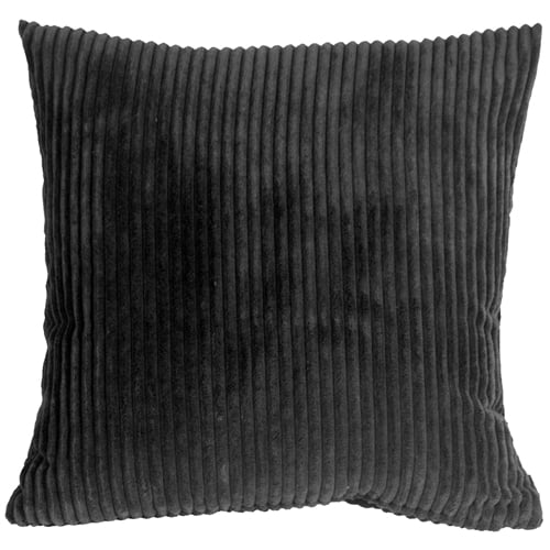 Pillow Decor Black Wide Wale Corduroy Throw Pillow 18x18 Square Polyester Image 1