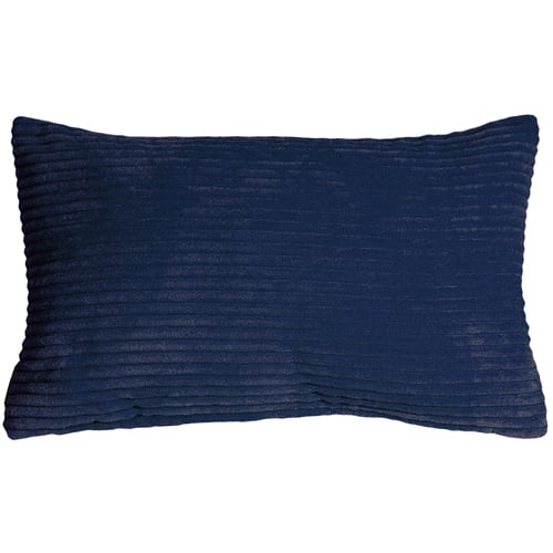 Pillow Decor - Wide Wale Corduroy 12x20 Dark Blue Throw Pillow Image 1