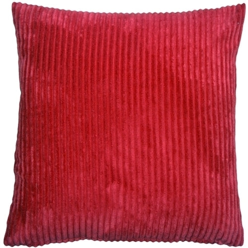 Pillow Decor 18x18 Red Wide Wale Corduroy Throw Pillow Soft Polyester Insert Image 1