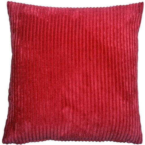 Pillow Decor - Wide Wale Corduroy 22x22 Red Throw Pillow Image 1