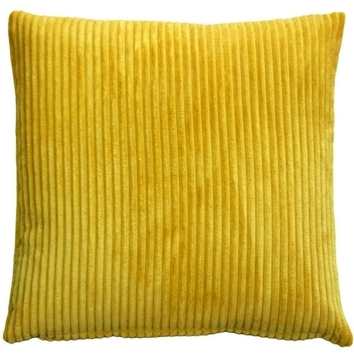 Pillow Decor Yellow Wide Wale Corduroy Throw Pillow 22x22 Polyester Cover Image 1