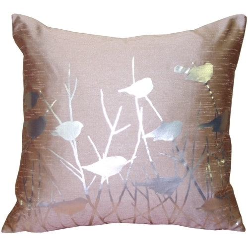 Pillow Decor - Metallic Birds Faded Rose Throw Pillow Image 1