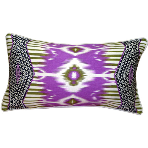 Pillow Decor - Electric Ikat Purple 15x27 Throw Pillow Image 1