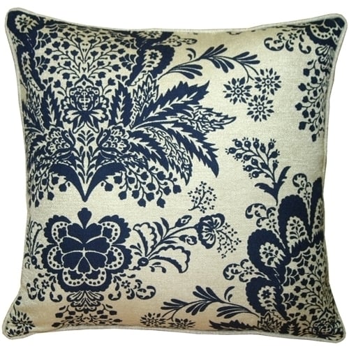 Pillow Decor - Rustic Floral Blue 20x20 Throw Pillow Image 1