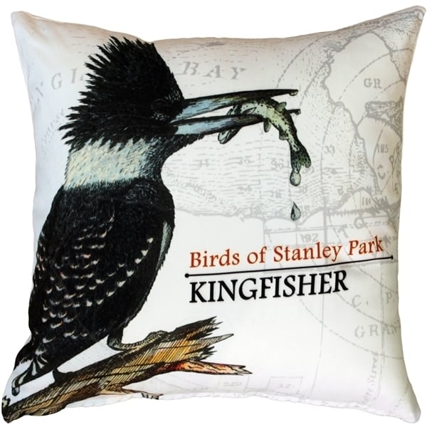 Pillow Decor Kingfisher Bird Pillow 18x18 Vintage Style Decorative Cushion Polyester Image 1