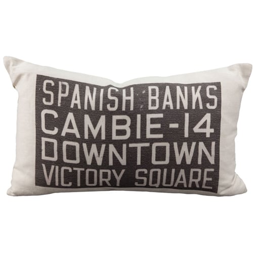 Pillow Decor 12x20 Linen Throw Pillow Spanish Banks Bus Scroll Vintage Design Image 1