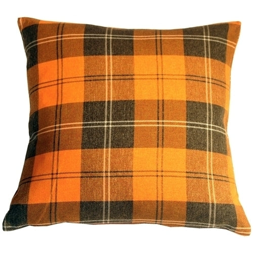 Pillow Decor - Contemporary Plaid Orange 20x20 Throw Pillow Image 1