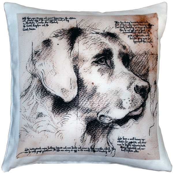 Pillow Decor Labrador Dog Pillow 17x17 Indoor Outdoor Soft Poly Linen Fabric Image 1