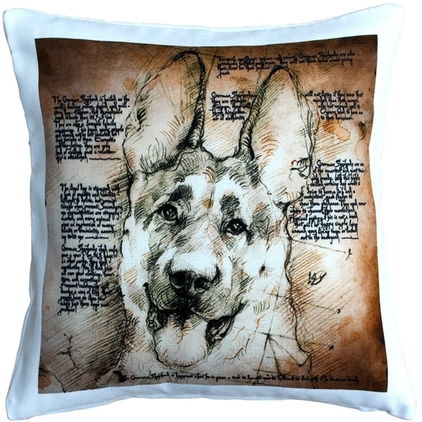 German Shepherd Dog Pillow 17x17 Indoor Outdoor Poly Linen Fabric Decorative Image 1