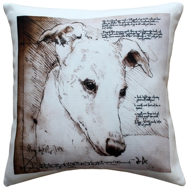 Pillow Decor Greyhound Dog Pillow 17x17 Grey Poly-Linen Indoor Outdoor Decor Image 1