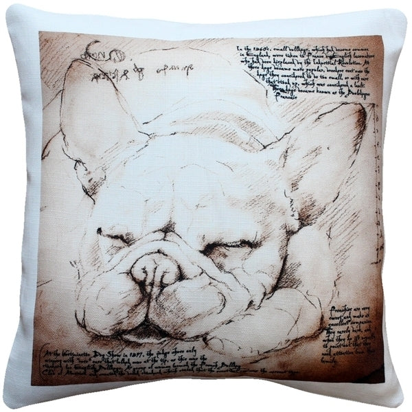 Pillow Decor French Bulldog 17x17 Dog Pillow Soft Indoor Outdoor Fabric Poly-Linen Image 1