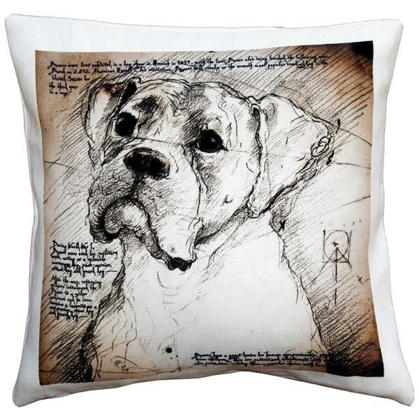 Pillow Decor Boxer Dog Pillow 17x17 Poly-Linen Indoor Outdoor Design Poly Insert Image 1