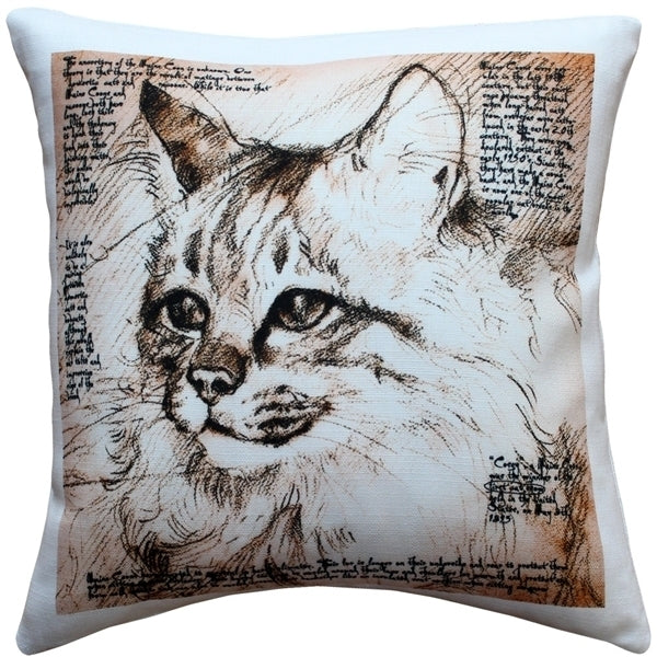 Pillow Decor Maine Coon Cat Pillow 17x17 Poly-Linen Soft Indoor Outdoor Image 1