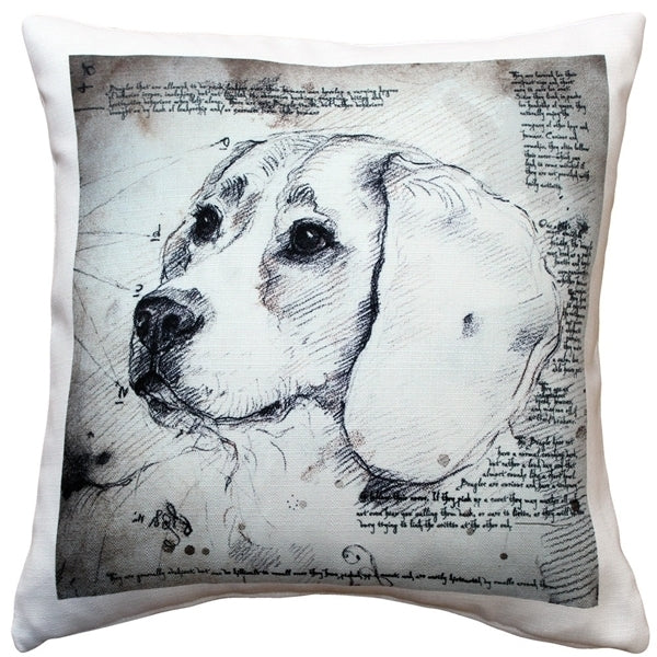 Pillow Decor Beagle Dog Pillow 17x17 Indoor Outdoor Poly Linen Fabric Image 1