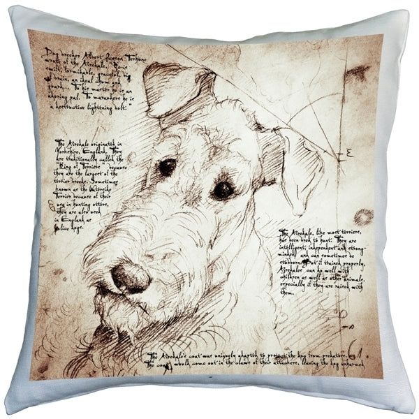 Pillow Decor Airedale Terrier 17x17 Indoor Outdoor Dog Pillow Poly-Linen Image 1