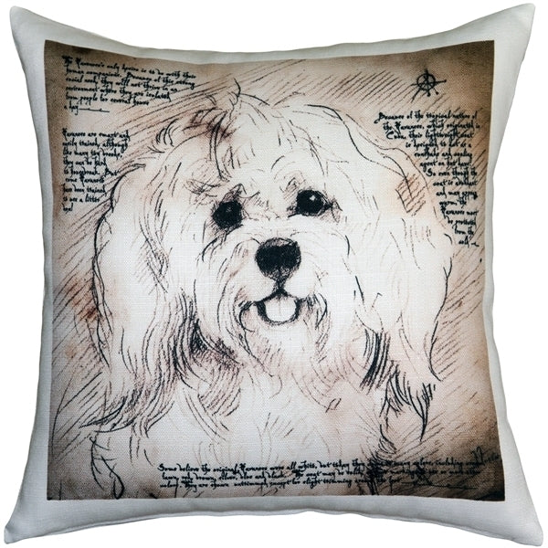 Pillow Decor Havanese Dog Pillow 17x17 Indoor Outdoor Poly Linen Fabric Image 1