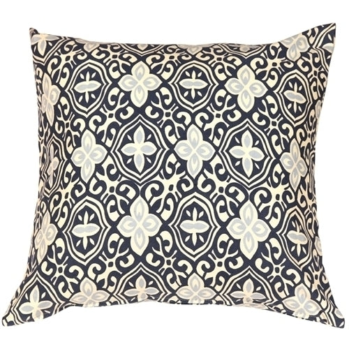 Pillow Decor Alhambra Indigo 22x22 Throw Pillow 100% Cotton Handmade Print Image 1