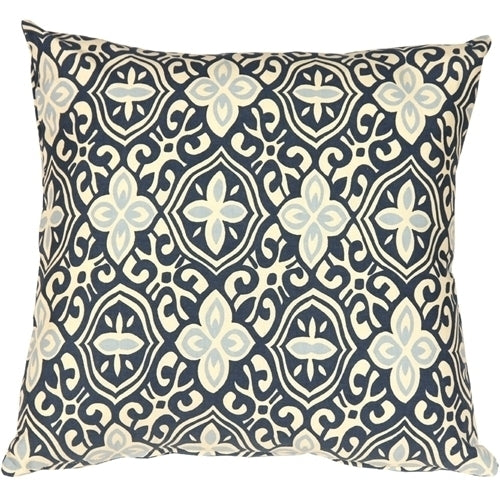 Pillow Decor Alhambra Indigo 18x18 Cotton Throw Pillow Handprint Print Design Image 1