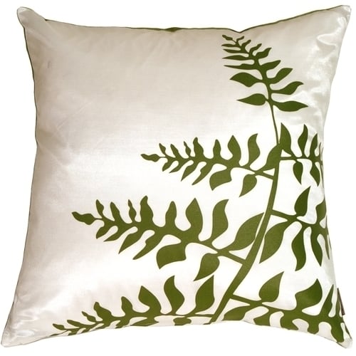 Pillow Decor Fern Throw Pillow White Green 20x20 Contemporary Design Soft Fabric Image 1