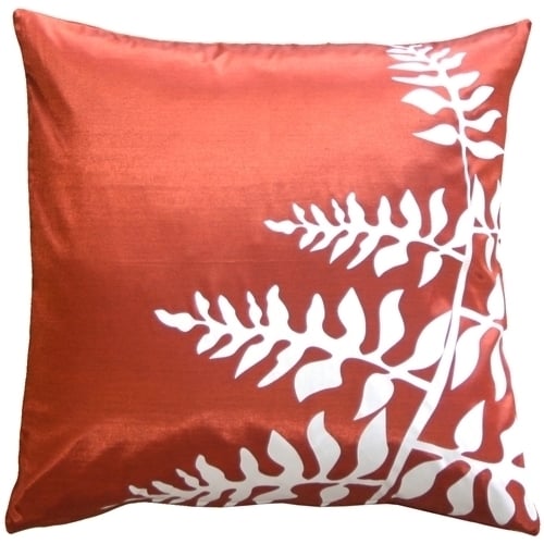 Pillow Decor Red White Fern 20 Inch Throw Pillow Polyester Fabric Square Decor Image 1