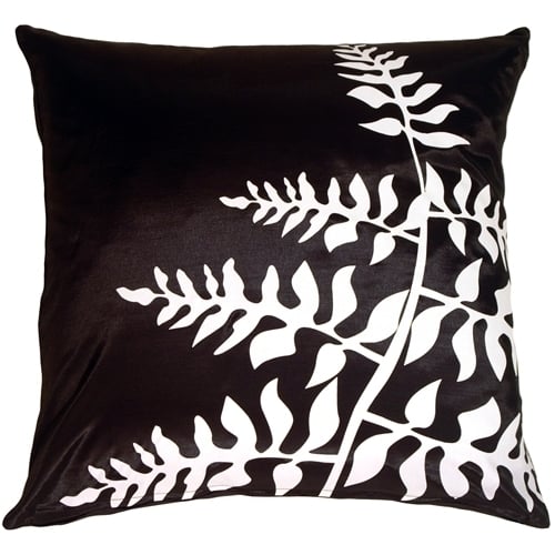 Pillow Decor Black White Fern Throw Pillow 20x20 Polyester Fabric Image 1