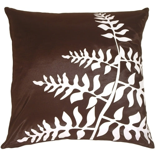 Pillow Decor - Brown with White Bold Fern Throw Pillow Image 1