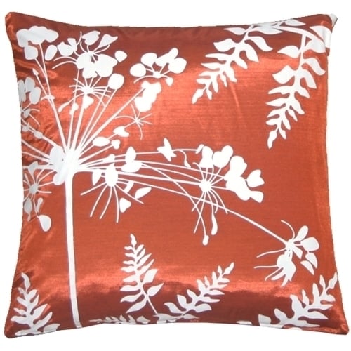 Pillow Decor Red White Spring Flower Ferns 16 Inch Square Pillow 85% Polyester Image 1