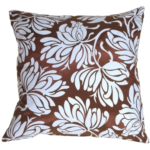 Pillow Decor Bold Blue Flowers Accent Pillow 20x20 Polyester Square Chocolate Image 1