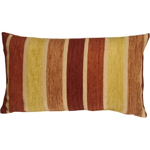 Pillow Decor Savannah Stripes 12x20 Chenille Throw Pillow Yellow Orange Image 1