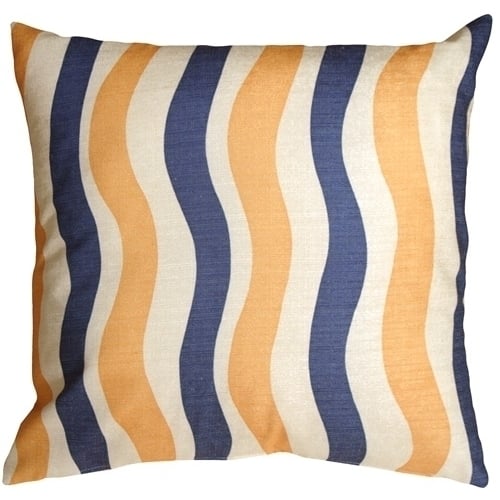 Pillow Decor 20x20 Throw Pillow Blue Yellow Country Stripes 100% Polyester Image 1