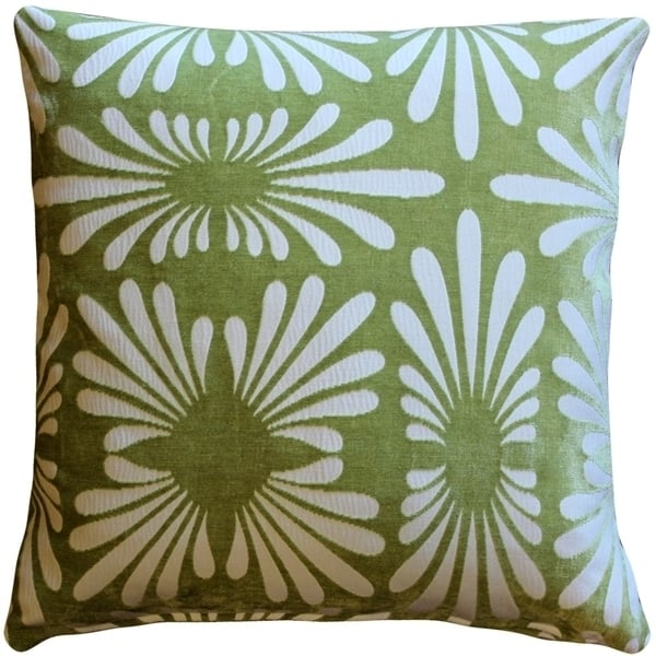 Pillow Decor Velvet Daisy Green Throw Pillow 20x20 Size Soft Velvet Cover Image 1