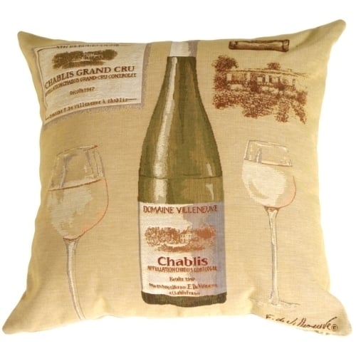 Pillow Decor Flemish Tapestry Wine Pillow 18x18 Fabrice De Villeneuve White Image 1