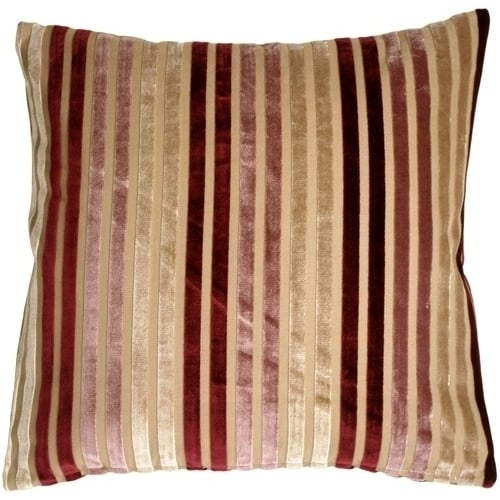 Pillow Decor - Velvet Multi Stripes Mauve 20x20 Throw Pillow Image 1