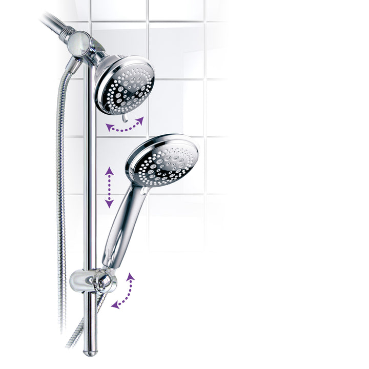 DreamSpa Adjustable Shower Head Combo 22in Slide Bar 7 Settings Stainless Steel Image 2