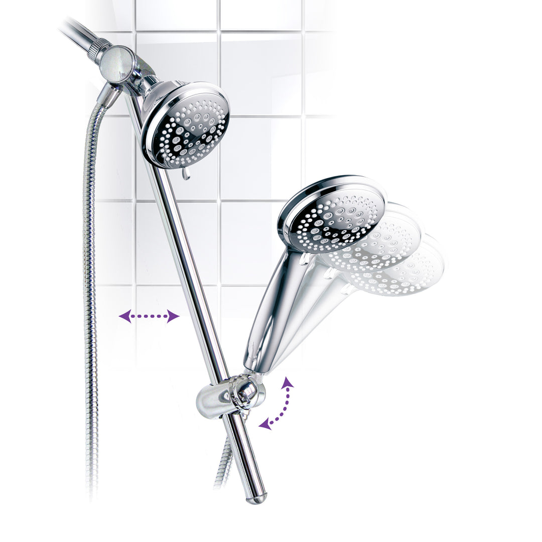 DreamSpa Adjustable Shower Head Combo 22in Slide Bar 7 Settings Stainless Steel Image 3