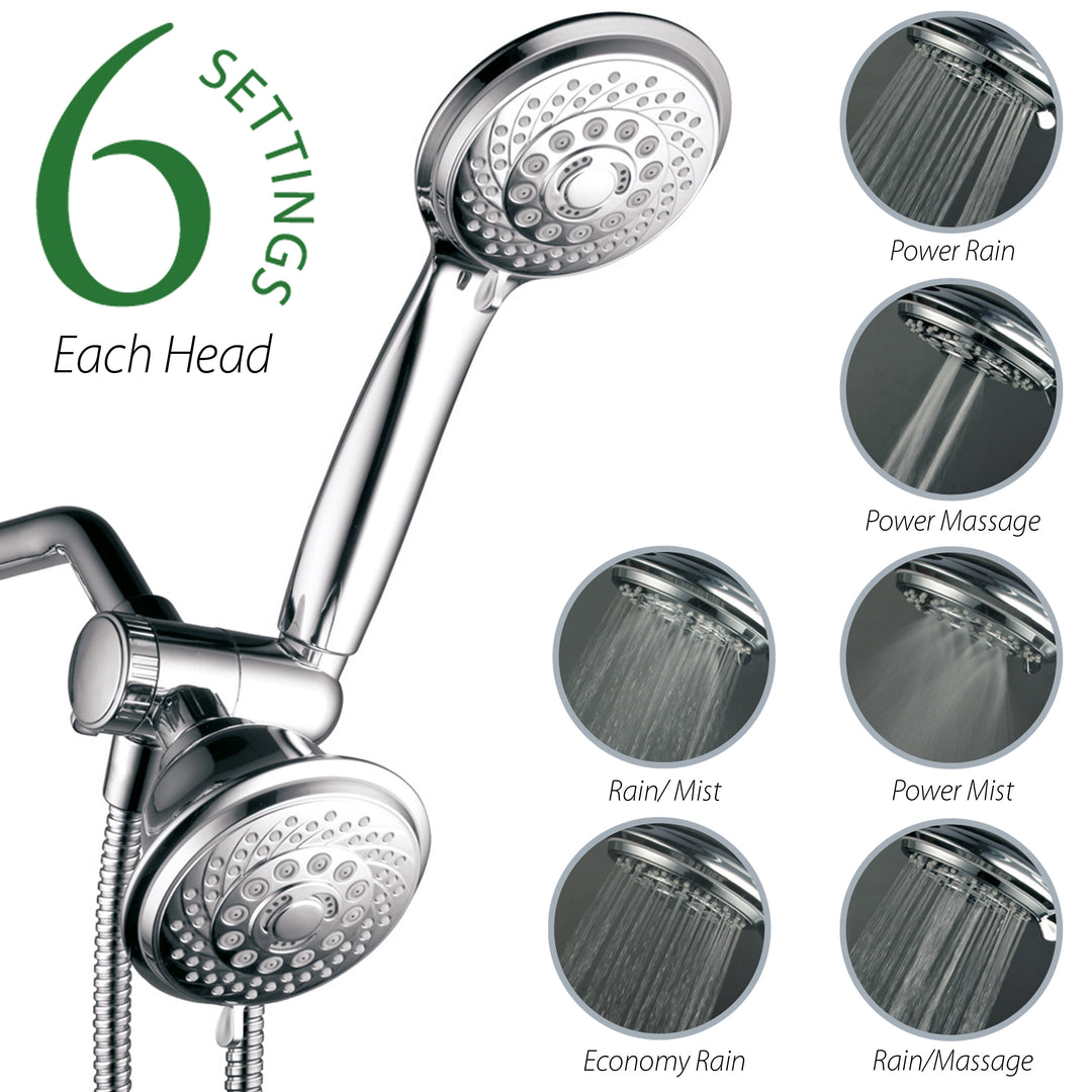 HotelSpa Luxury 30 Setting Shower Head Combo 6ft Premium Hose Chrome 1614 Image 2