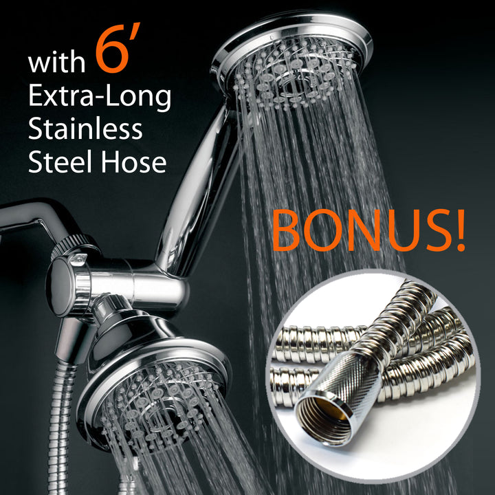 HotelSpa Luxury 30 Setting Shower Head Combo 6ft Premium Hose Chrome 1614 Image 1