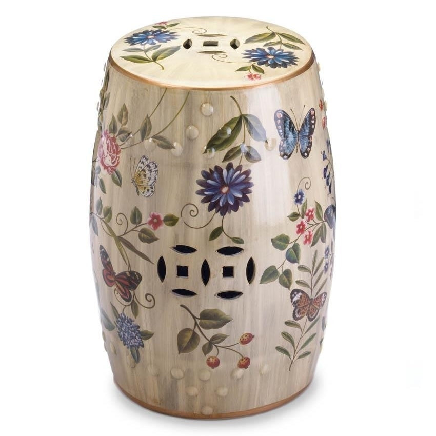 BUTTERFLY GARDEN CERAMIC STOOL Image 1